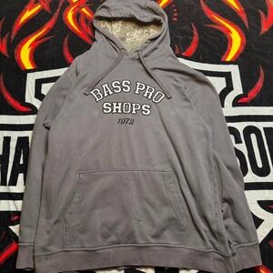 Bass Pro Shops Men's XL Gray Hoodie Sweatshirt Camo Lined Pullover